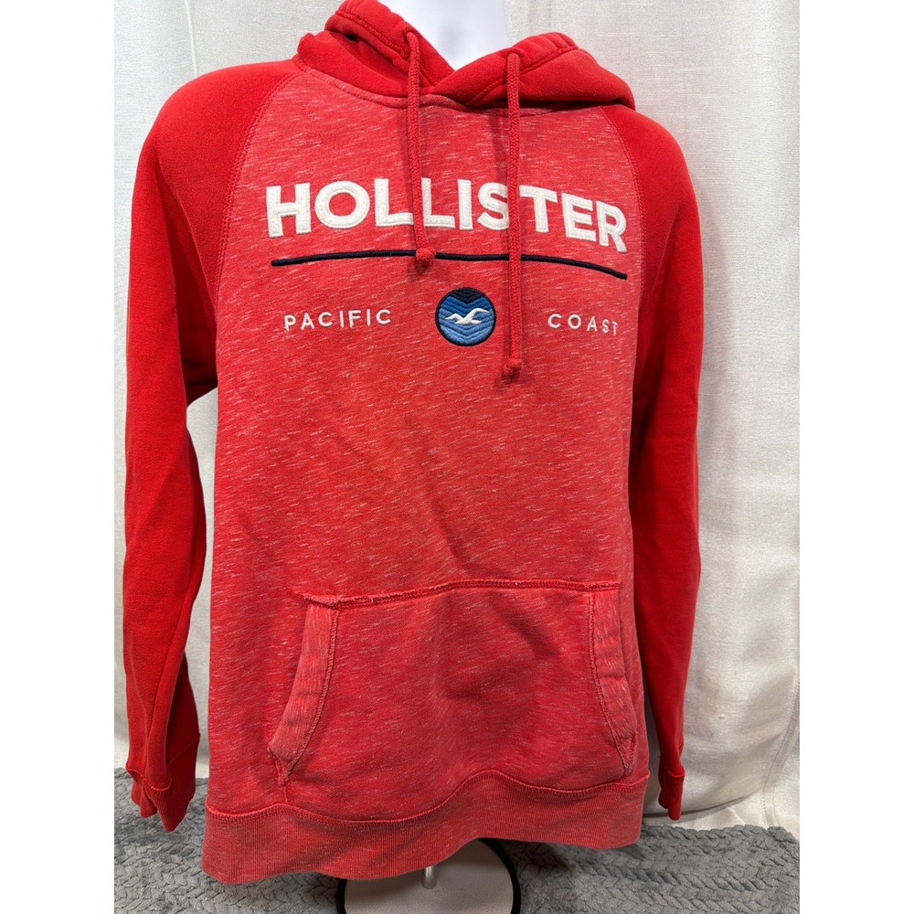 Hollister Mens Red Pacific Coast Graphic Pullover Hoodie Sweatshirt Size M